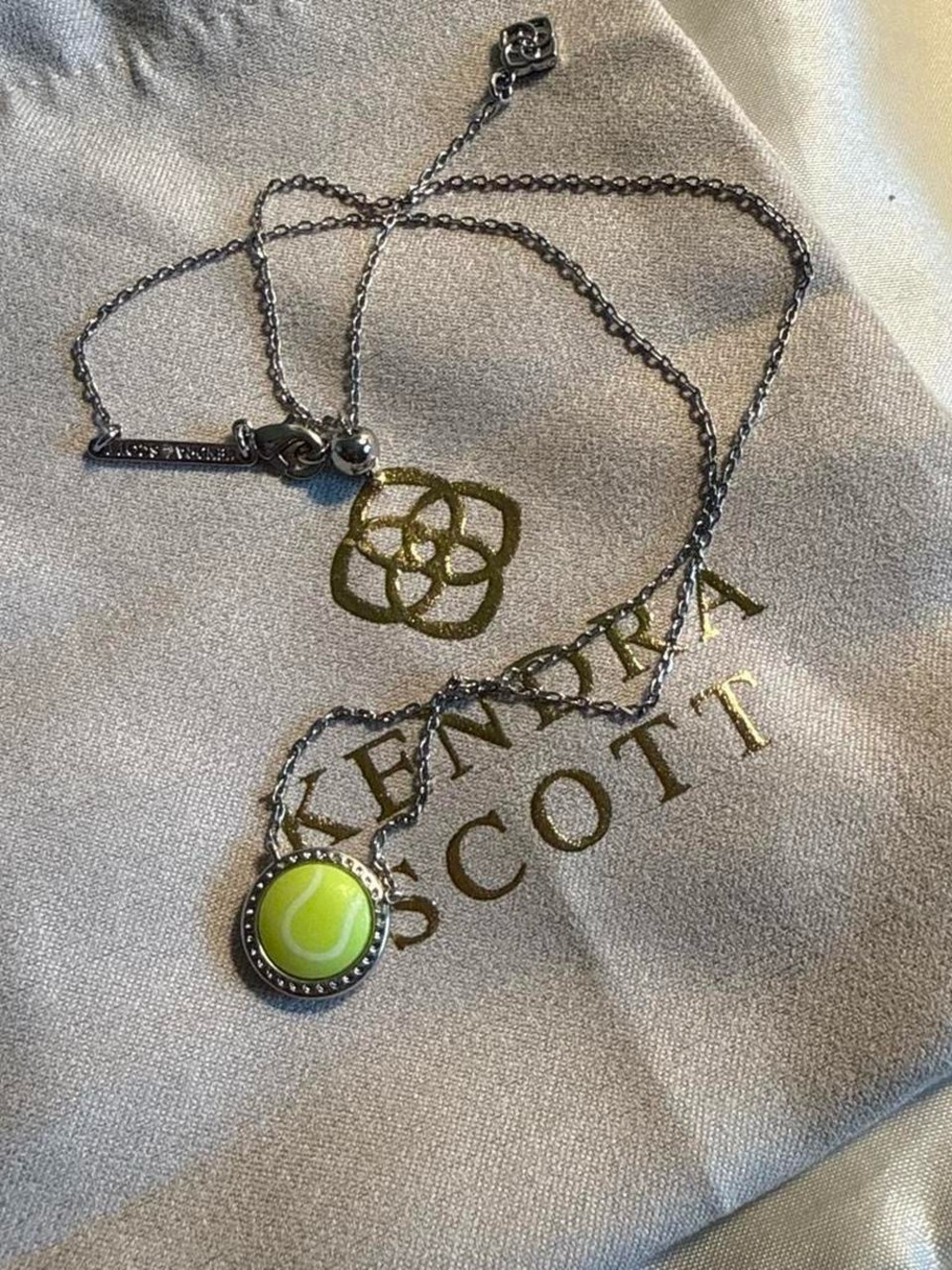 Kendra Scott Neon Tennis Ball Pendant Silver Necklace